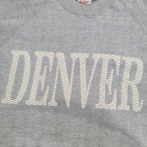 Vintage 80s Denver Raglan Sweatshirt Womens Large 19x24 Gray - Picture 11 of 13